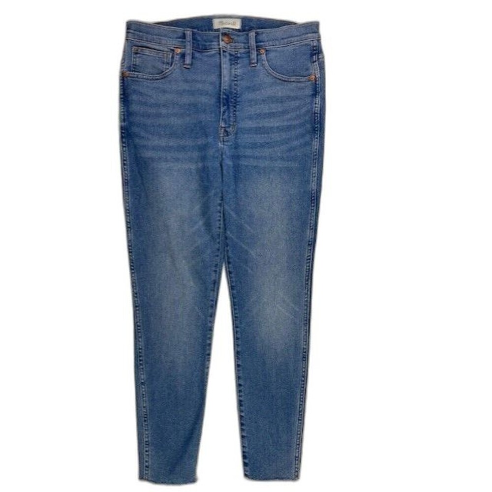 Madewell Size 30 Womens Jeans 10" High Rise Skinny Stretch Med Wash Raw Hem